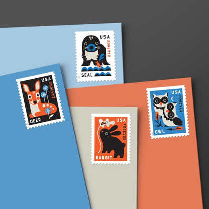Forever Stamps 2025 Baby Wild Animals – Nature Series, First-Class Postage