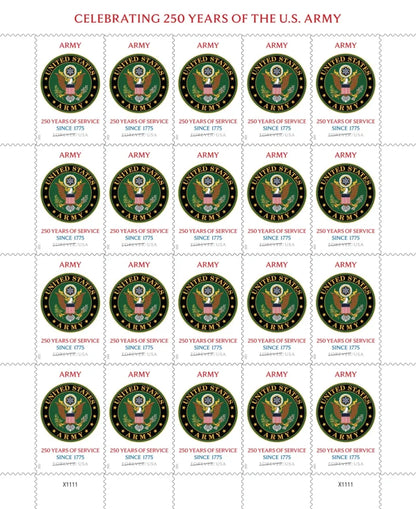 Forever Stamps 2025 Army – 250 Years of Service, Honor & Service, First-Class Postage
