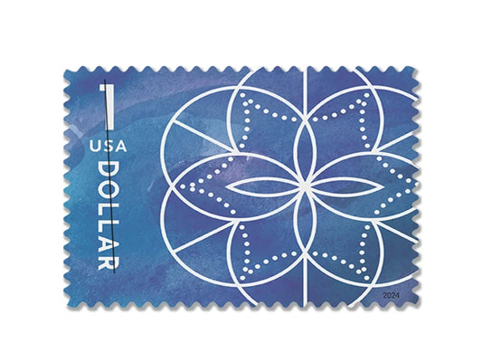 NOT Forever Stamp-$1 Stamps 2024 Geometric Floral Design – Art Collection, First-Class Rate(Not a Forever Stamp)