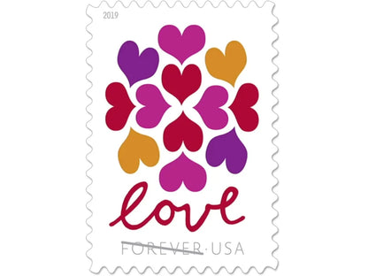 Forever Stamps 2019 Hearts Blossom – Love Message, First-Class Postage