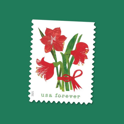 Forever Stamps 2025 Holiday Cheer – Cardinals, Wreath, Holly & Poinsettia Designs, First-Class Postage