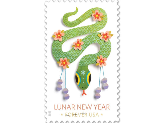 Forever Stamps 2025 Lunar New Year – Year of the Snake, Holiday Celebration, First-Class Postage